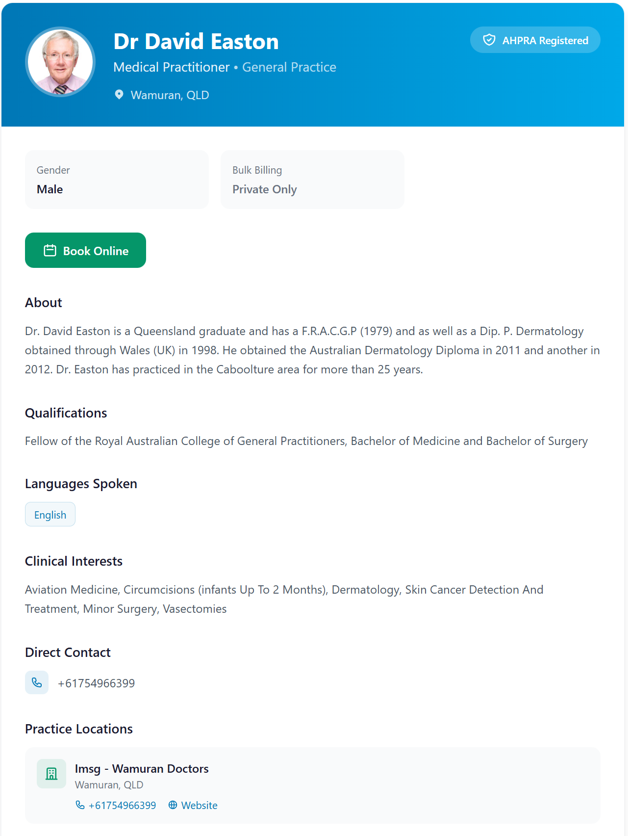 HealthNav Clinician Profile